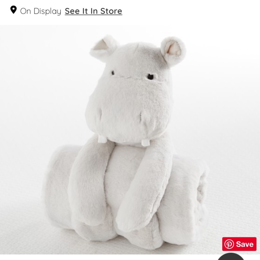 Pottery Barn kids hippo blanket and stuffed animal
